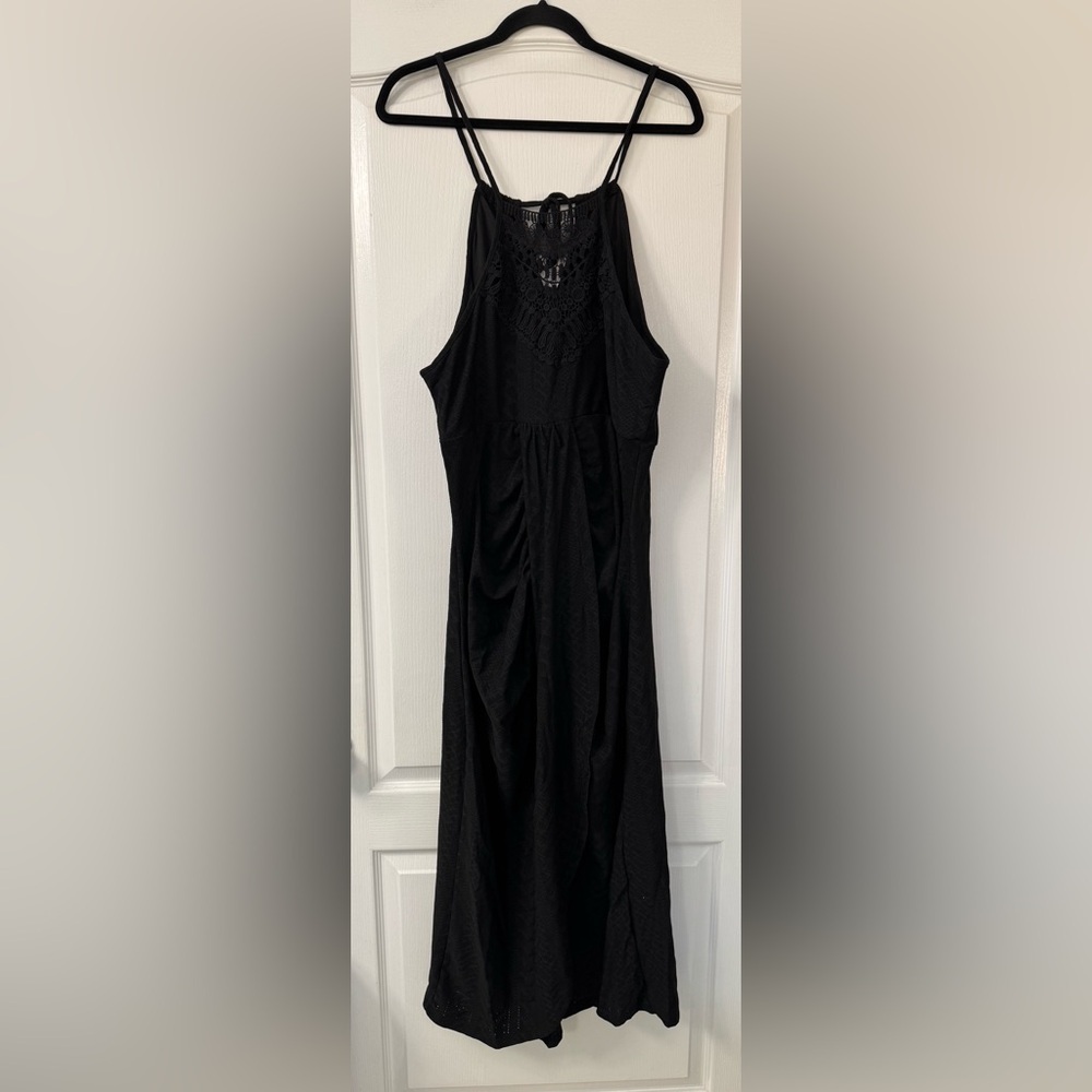 CHICME Halter Dress Hollow Out A Line with Eyelet Embroidery & Side Slit Plus - Picture 5 of 12
